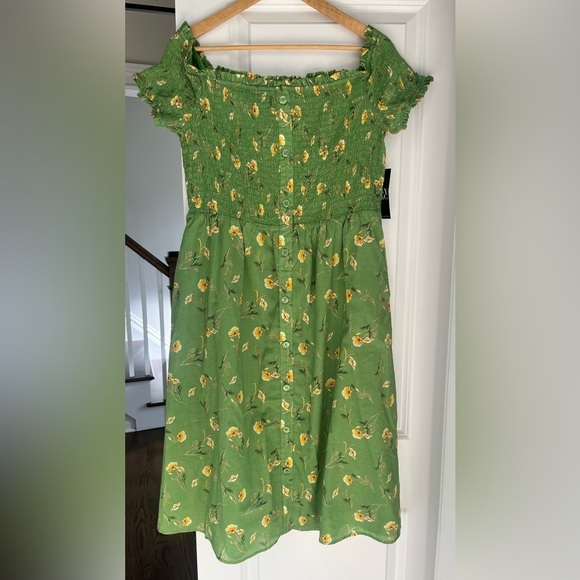 New York & Company Floral-Print Smocked Off-The-Shoulder Midi Dress Sz. XL NWT - Picture 2 of 6